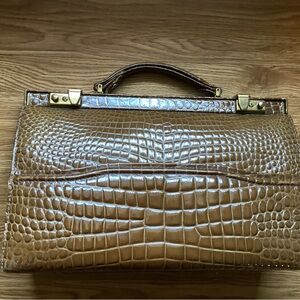 Vtg 40's/50's Genuine Alligator Handbag Shoulder Bag Purse Suede Interior